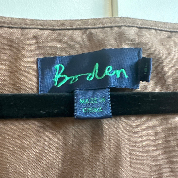 Boden 16L 100% Linen Brown Short Sleeve Midi Dress - Picture 2 of 6